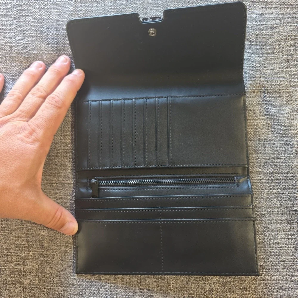 Aldo Wallet Womens Black Clutch Card Slots Snap Front Zipper Pouch